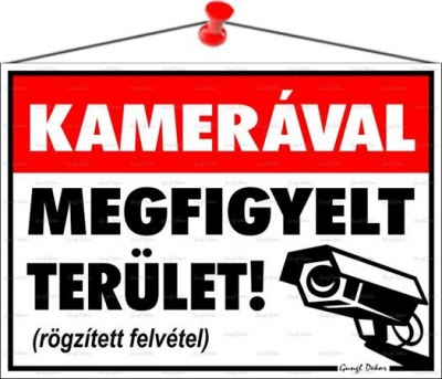 Információs tábla, 35x25 cm, "Kamerával megfigyelt terület"