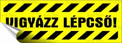 Információs matrica, 14x5 cm, "Vigyázz lépcső!"