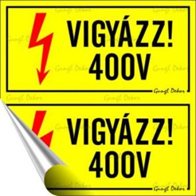 Információs matrica, 10x10 cm, "400 V"