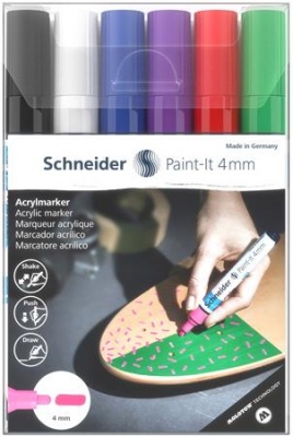 Dekormarker készlet, akril, 4 mm, SCHNEIDER "Paint-It 320", 6 különböző szín